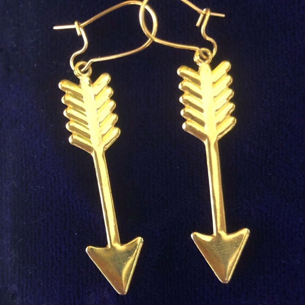 Gold Color Arrow Dangle Earrings‎
